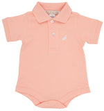 PRIM AND PROPER POLO ONESIE - POMPANO PEACH