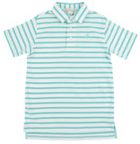 PRIM AND PROPER POLO - TURKS TEAL STRIPE