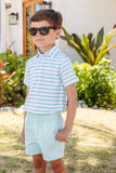 PRIM AND PROPER POLO - TURKS TEAL STRIPE