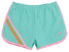 CHERYL SHORTS TURKS TEAL WITH HAMPTONS HOT PINK AND MULTICOLOR STRIPE