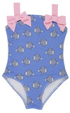 SHANNON BOW BATHING SUIT - LITTLE FISHES WITH PIER PARTY PINK