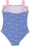 SHANNON BOW BATHING SUIT - LITTLE FISHES WITH PIER PARTY PINK