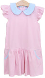 GENEVIEVE DRESS - LIGHT PINK STRIPE AND LIGHT BLUE