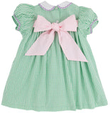 MARY DAL DRESS KIAWAH KELLY GREEN WINDOWPANE WITH PALM BEACH PINK BOW AND LAUDERDALE LAVENDER RIC RAC