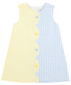 KENNEDY COLORBLOCK DRESS - LAKE WORTH YELLOW GINGHAM AND BUCKHEAD BLUE GINGHAM