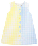 KENNEDY COLORBLOCK DRESS - LAKE WORTH YELLOW GINGHAM AND BUCKHEAD BLUE GINGHAM