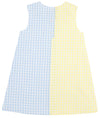 KENNEDY COLORBLOCK DRESS - LAKE WORTH YELLOW GINGHAM AND BUCKHEAD BLUE GINGHAM