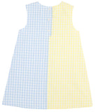 KENNEDY COLORBLOCK DRESS - LAKE WORTH YELLOW GINGHAM AND BUCKHEAD BLUE GINGHAM