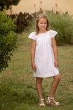 GIRLS WHITE EYELET EMMA CAP SLEEVE DRESS