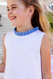 LIZZIE'S LUXE LEISURE DRESS WORTH AVENUE WHITE WITH BARBADOS BLUE AND HAMPTONS HOT PINK