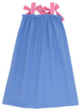 LAINEY'S LITTLE DRESS BARBADOS BLUE WITH HAMPTONS HOT PINK AND WORTH AVENUE WHITE