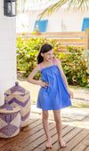 LAINEY'S LITTLE DRESS BARBADOS BLUE WITH HAMPTONS HOT PINK AND WORTH AVENUE WHITE