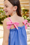 LAINEY'S LITTLE DRESS BARBADOS BLUE WITH HAMPTONS HOT PINK AND WORTH AVENUE WHITE