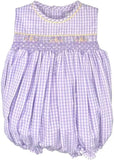 LAVENDER GINGHAM SUNBUBBLE WITH CORDED SMOCKING