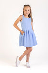 GIRLS WILLOW PLEATED DRESS - BLUE