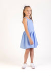 GIRLS WILLOW PLEATED DRESS - BLUE