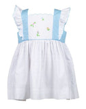 GIRLS POSY WHITE SWISS PINAFORE DRESS