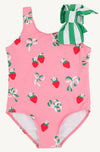 BROOKHAVEN BOW BATHING SUIT BOW AND BERRY ( HAMPTONS HOT PINK ) WITH KIAWAH KELLY GREEN STRIPE