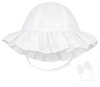 REVERSIBLE GIRLS SEERSUCKER RUFFLE BRIM HAT - WHITE