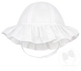 REVERSIBLE GIRLS SEERSUCKER RUFFLE BRIM HAT - WHITE