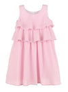 GIRLS SLEEVELESS RUFFLE DRESS - PINK GINGHAM