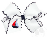 MEDIUM NAUTICAL SAILBOAT EMBROIDERED MOONSTITCH BOW