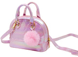 SHINY DOTTED HEART MOON HANDBAG - PINK