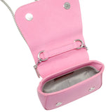 TINY METAL PEARL HANDLE HEART BAG - PINK