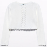 POINTELLE - KNIT CROPPED CARDIGAN - IVORY