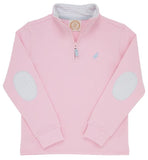 CANTER COLLAR HALF ZIP - PALM BEACH PINK WITH BUCKHEAD BLUE STRIPE