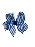 LARGE SEERSUCKER KNOT BOW CLIP-NAVY