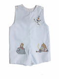 LULU BEBE BLUE FROZEN EMBROIDERED SHORTALL