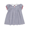 MARY DAL DRESS - NANTUCKET NAVY WINDOWPANE WITH RICHMOND RED RIC RAC