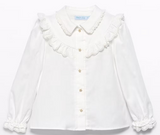 GILRS IVORY COTTON RUFFLE BLOUSE