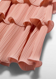 LAYERED PLEATED CHIFFON DRESS - SALMON