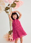 FRINGED DRESS - HOT PINK