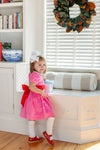 CINDY LOU SASH DRESS - HAMPTONS HOT PINK WITH WORTH AVENUE WHITE & RICHMOND RED